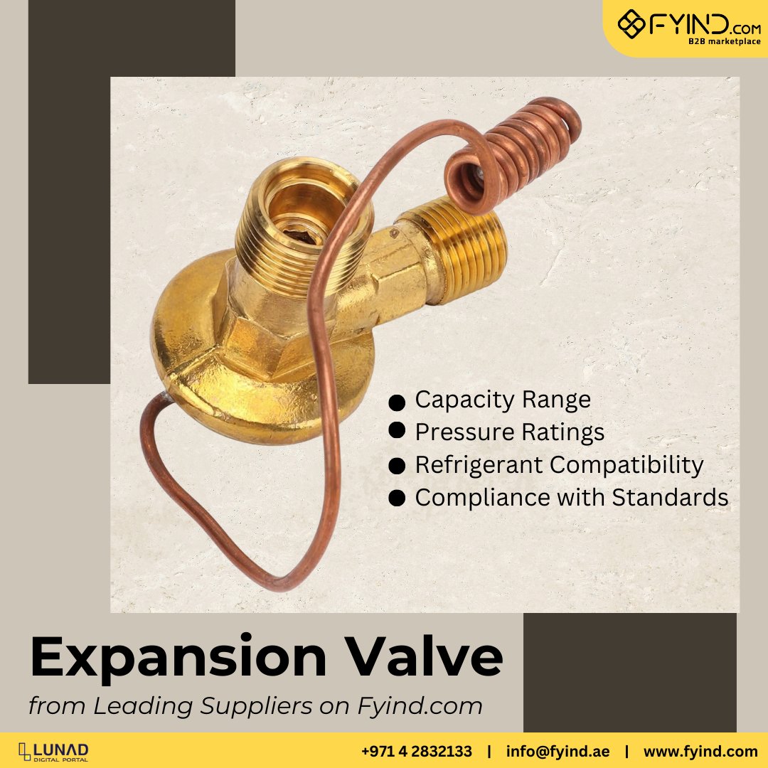 FYIND_COM's tweet photo. Upgrade your refrigeration and AC systems with high-quality Expansion Valves from industry-leading companies on FYIND – https://t.co/EZBbFNSqR9

.
#uae #ksa #saudiarabia #dubai #b2b #industrialsupplies #expansionvalve #valves #plumbing #tools #hardware #الإمارات #السعودية https://t.co/1v6yZ1y5Ne