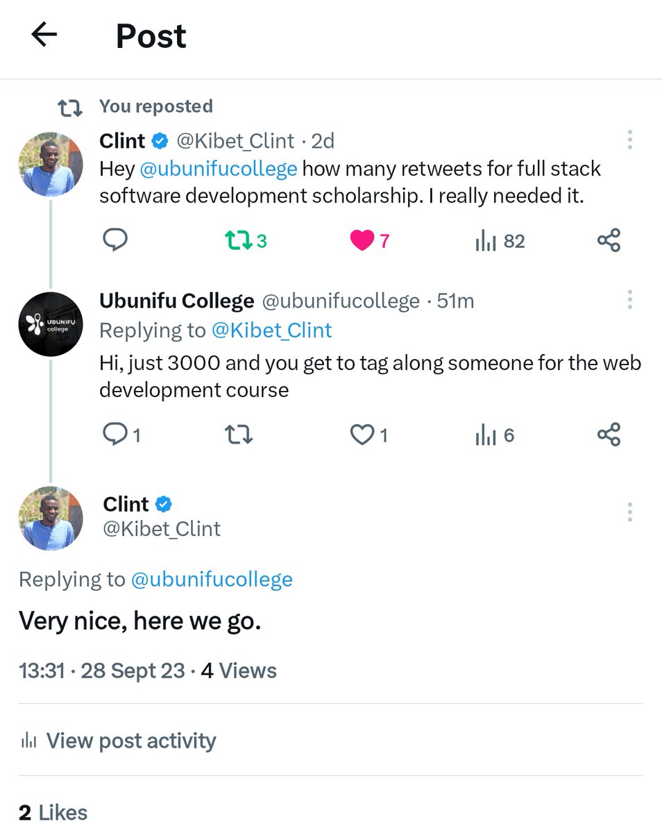 My good people smallwigs and bigwigs from far and beyond I summon you all to help me with the k Rts nipate chance ya kulearn software development at @ubunifucollege