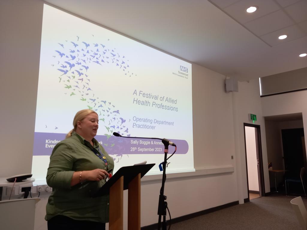 somersetahps's tweet photo. Next up on our #SomersetFestivalOfAHPs is #OperatingDepartmentPractitioners with a wide sets of skills for all areas of anaesthetic care. Potential to practice in ICU, Radiology, etc. 
@ClareBoobyerMPH @hayleypeters https://t.co/iVPxtj586P