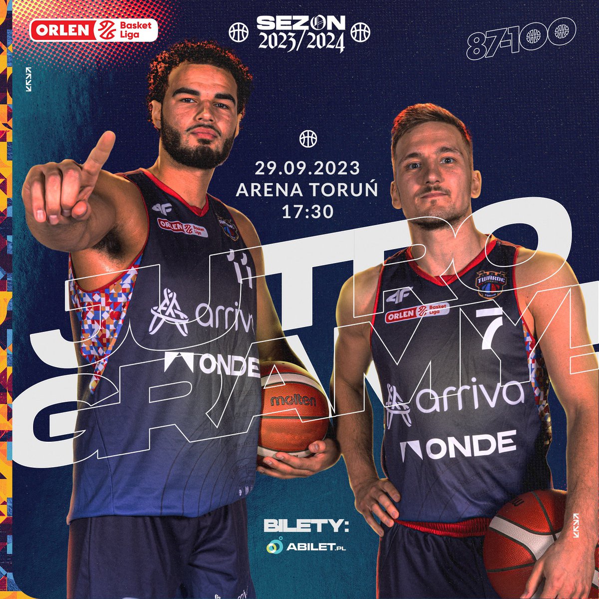 Arriva Polski Cukier Toruń (@twardepierniki) on Twitter photo 🔥 𝐉𝐔𝐓𝐑𝐎 𝐆𝐑𝐀𝐌𝐘! 🔥
#⃣ 2. kolejka <a href="/PLKpl/">ORLEN Basket Liga</a>
🆚 <a href="/basket_zg/">Orlen Zastal Zielona Góra 🇵🇱</a>
🗓️ 29.09.2023
📌 Toruń
🏟️ <a href="/ArenaTorun/">Arena Torun</a>
🕠 17:30
🎫 twardepierniki.abilet.pl
#TwardePierniki 🔥 𝐉𝐔𝐓𝐑𝐎 𝐆𝐑𝐀𝐌𝐘! 🔥
#⃣ 2. kolejka <a href="/PLKpl/">ORLEN Basket Liga</a>
🆚 <a href="/basket_zg/">Orlen Zastal Zielona Góra 🇵🇱</a>
🗓️ 29.09.2023
📌 Toruń
🏟️ <a href="/ArenaTorun/">Arena Torun</a>
🕠 17:30
🎫 twardepierniki.abilet.pl
#TwardePierniki