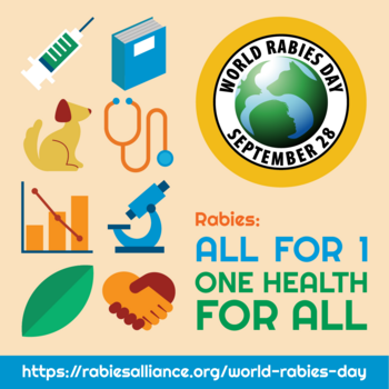 Today is the 17th #WorldRabiesDay! Let us celebrate this milestone of uniting towards a common goal to #EndRabiesNow through #OneHealth4All and by each of us playing our part . Together, we can! #WorldRabiesDay