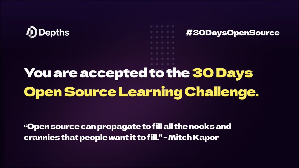 helosandy13's tweet photo. I’ve been accepted for the #30DaysOpenSource learning challenge initiated by
@depthsHQ. 🌟

 I have 2 invite codes for anyone who wants to enroll in this challenge.

📷Retweet and Reply " 🔥"  and then I will DM you! 📷 📩 https://t.co/1DHt8YrvTW