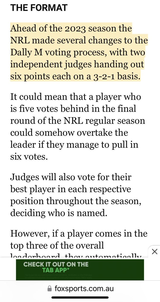 Fox posted this article the afternoon of the awards. They knew nothing though…… #NRL #DallyM