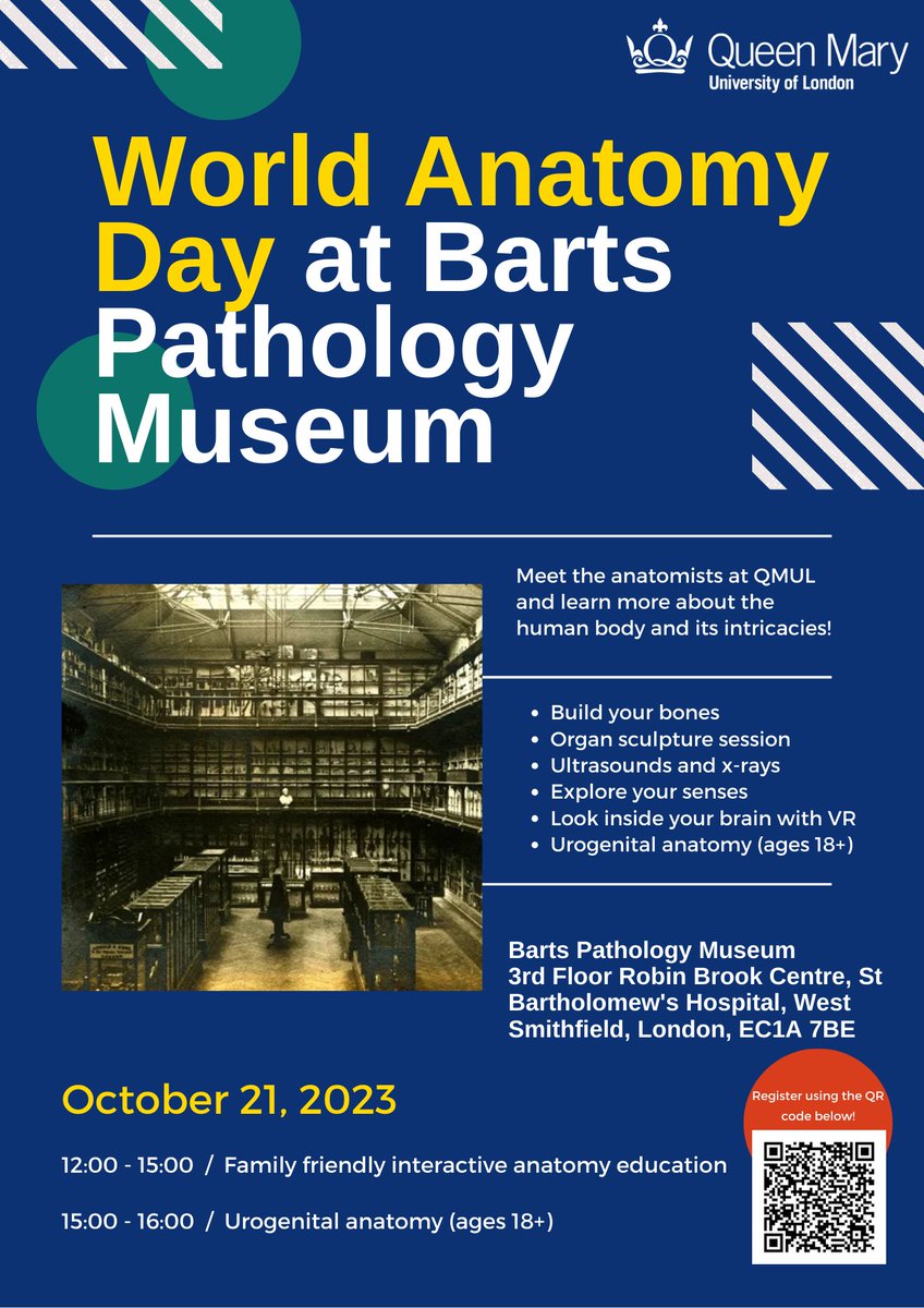 Geetika Ail (@a_natomy) on Twitter photo Come celebrate #WorldAnatomyDay at Barts Pathology Museum with the anatomists from Queen Mary University of London on October 21st! ๐ฆด๐ซ๐๐ง ๐ฆท
<a href="/QMUL/">Queen Mary University of London</a> <a href="/QMULBartsTheLon/">Barts and The London, Queen Mary</a> @BartsPathology
#WorldAnatomyDay2023 This is a free event. Come celebrate #WorldAnatomyDay at Barts Pathology Museum with the anatomists from Queen Mary University of London on October 21st! ๐ฆด๐ซ๐๐ง ๐ฆท
<a href="/QMUL/">Queen Mary University of London</a> <a href="/QMULBartsTheLon/">Barts and The London, Queen Mary</a> @BartsPathology
#WorldAnatomyDay2023 This is a free event.