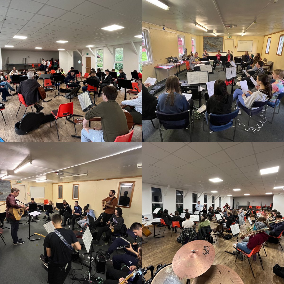 Day 2; the weather is a bit kinder today. We’ve been having full orchestra and sectional rehearsals, guitar ensemble rehearsals, and we are now working in our elective groups doing some song writing or vocal ensemble.