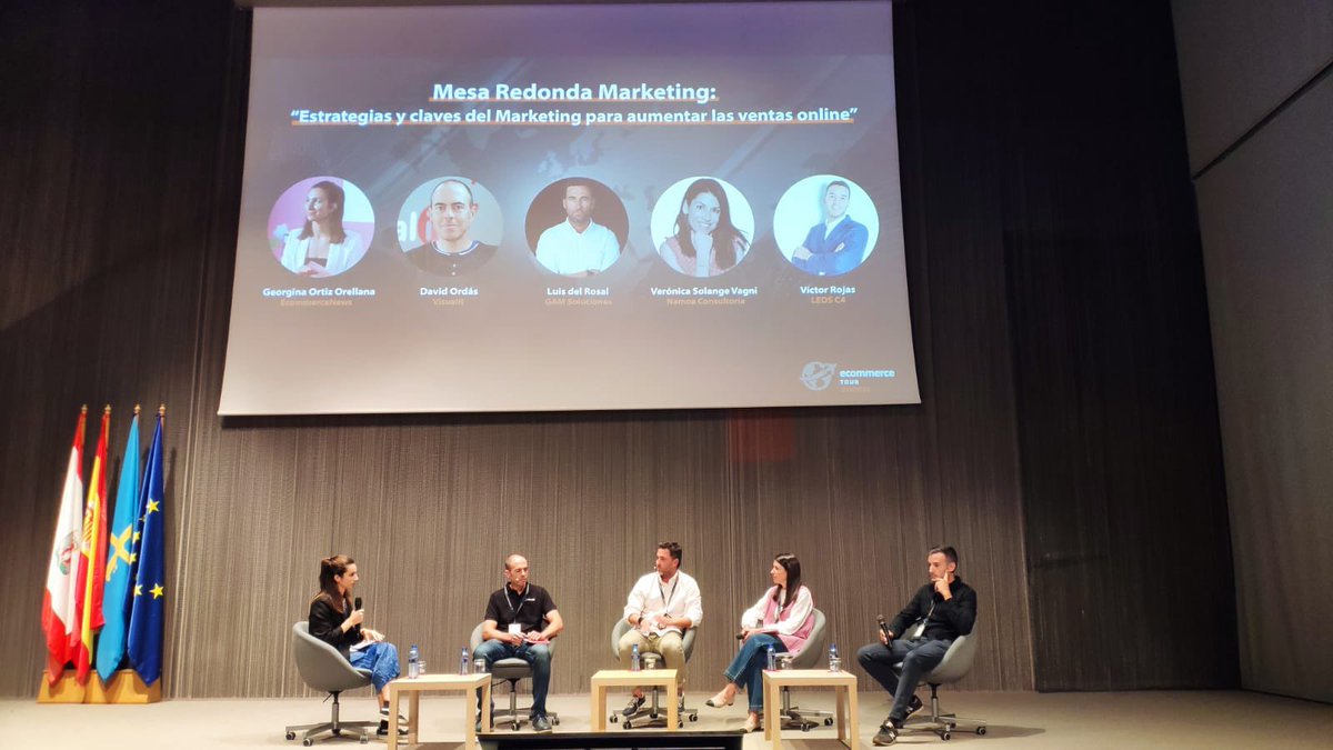 Ecommerce_es's tweet image. 📢 Mesa Redonda “Estrategias y claves del #Marketing para aumentar las #ventasonline&quot;

💡 Con Georgina Ortiz de @ecommerce_es; David Ordás de #VISUALIT; Luis del Rosal de @GAM_Soluciones; Verónica Solange de #NamoaMarketing; y Víctor Rojas de #LEDSC4.

#EcommerceTourGijón