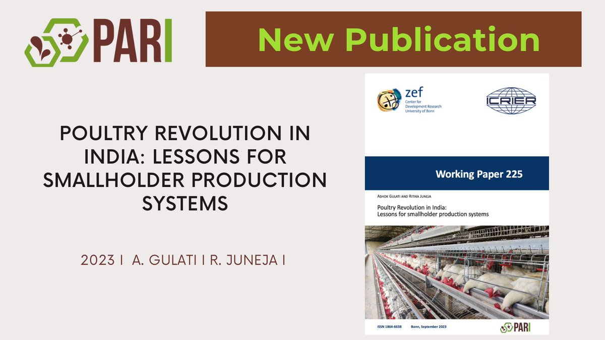 📢New Publication:🐔 India's Poultry Revolution 🥚 Uncover the remarkable growth, policy shifts, and lessons in India's booming poultry sector. A transformative journey towards shared prosperity and better nutrition. 🌱 #PoultryRevolution #IndianAgriculture 🇮🇳