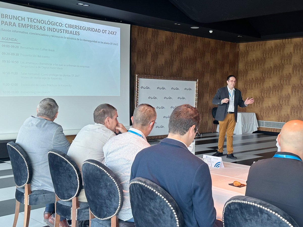 El 𝗲𝘃𝗲𝗻𝘁𝗼 𝗱𝗲 𝗢𝗧 𝟮𝟰𝘅𝟳 𝗽𝗮𝗿𝗮 𝗲𝗺𝗽𝗿𝗲𝘀𝗮 𝗶𝗻𝗱𝘂𝘀𝘁𝗿𝗶𝗮𝗹𝗲𝘀 𝗲𝗻 𝗭𝗮𝗿𝗮𝗴𝗼𝘇𝗮 que realizamos junto a nuestro partner <a href="/KasperskyES/">Kaspersky España</a> fue todo un éxito.

Empresas aragonesas se reunieron para aprender más sobre cómo proteger las plantas OT 24x7.