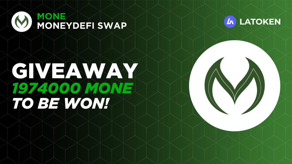🏆1974000 MONEYDEFI SWAP (MONE) Giveaway on LATOKEN

🔥 195 Winners.
✅ Complete all tasks and qualify for the Giveaway.
📲 Share with 5 Friends and Follow.
⏰ September 28, 2023 - October 5 2023.

👉 JOIN GIVEAWAY (go.latoken.com/16jr/fb93)