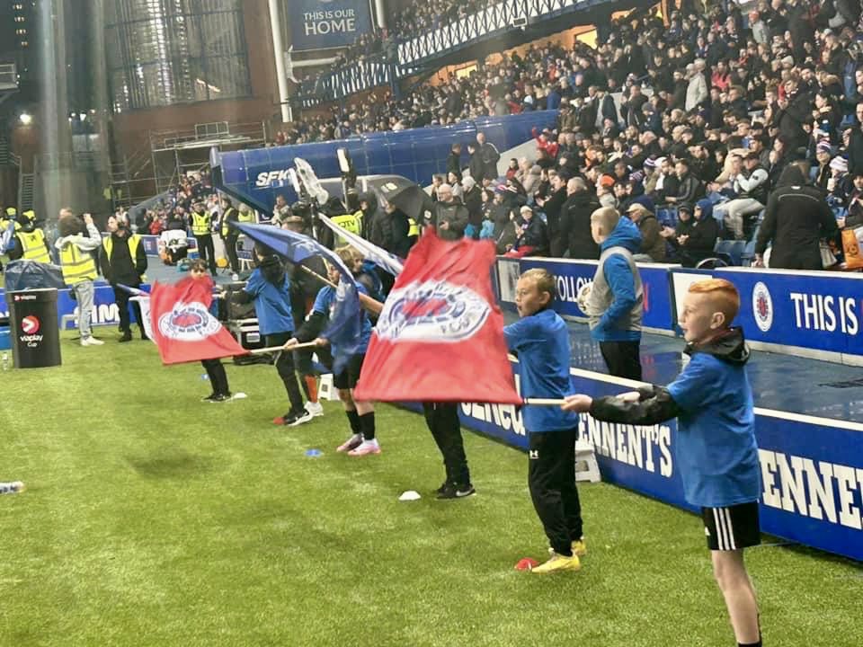 Another magnificent experience for some of our 2012/13/14 players last night at the <a href="/RangersFC/">Rangers Football Club</a> v <a href="/LiviFCOfficial/">Livingston Football Club</a> @ViaplaySportsUK Cup game. 

Coaching session, followed by the opportunity to be flag bearers &amp; then took their seats to watch the match. 

#TroonThistle