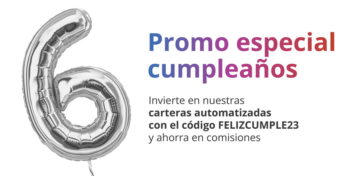 ¡Estamos de cumpleaños y queremos celebrarlo con vosotros! 🎂🎉 Invierte en nuestras carteras automatizadas (Ahorro, Indexadas, Híbridas y Sostenible) con el código FELIZCUMPLE23 y no pagues comisión de gestión durante un año.👏🏼🎈 Vamos, sólo hasta el 6 de octubre. Consulta los