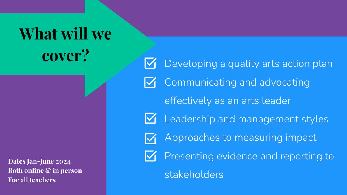 Leading the Arts in Your School is for #teachers of any education setting or phase based in the North of England. 

Our tried and tested #artsleadership programme will equip you with the skills &amp; connections to develop a whole school approach to arts &amp; culture