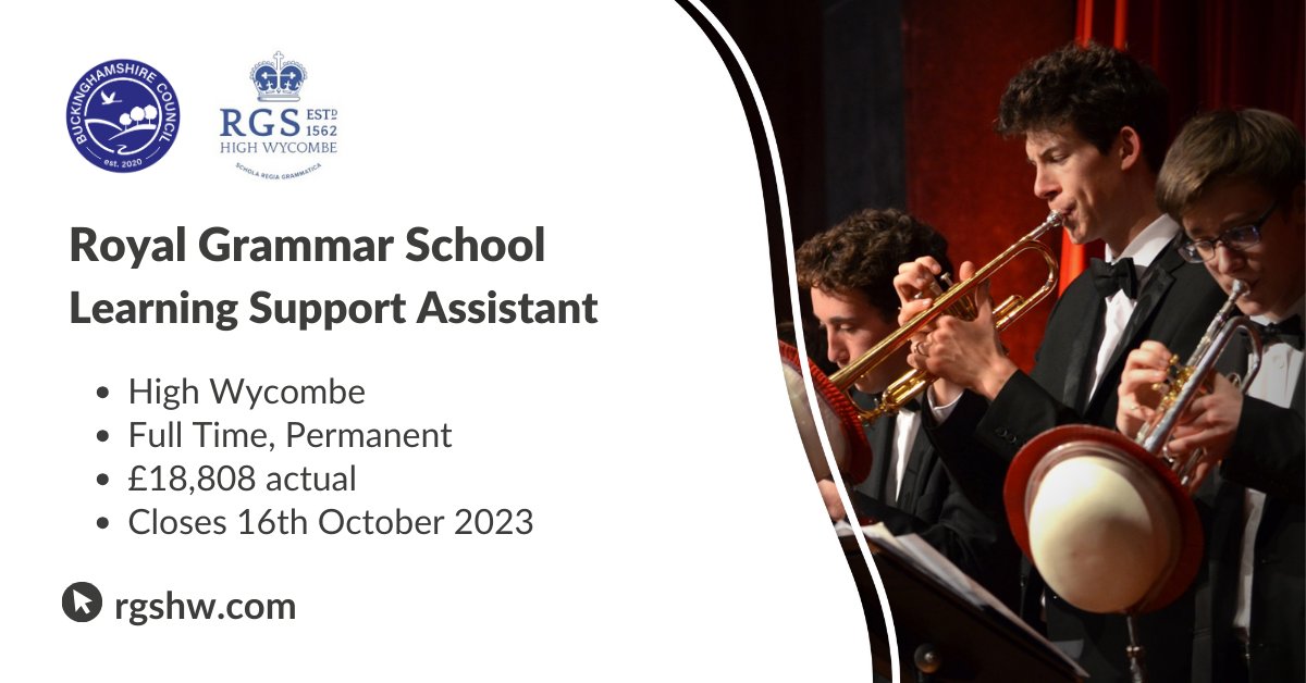 RGS seeks a LSA. Its supportive and friendly atmosphere is a solid counterbalance to hard work in the SEN department. You will be a team player with an optimistic outlook. Find out more: jobs.buckinghamshire.gov.uk/job_detail/291…

#LearningSupportAssistant #JobsinSchools #TeachBucks