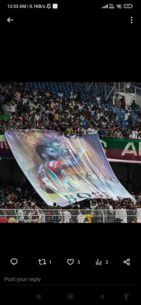 Mb fans can only add photoshop to fill own st 
They can't fill their own home ground
They dont talk about ref if they loose they will
They cant talk about their future because each season new name will add
They dont have a proper Editor 🥹
Jai mohinichechi jai committee team