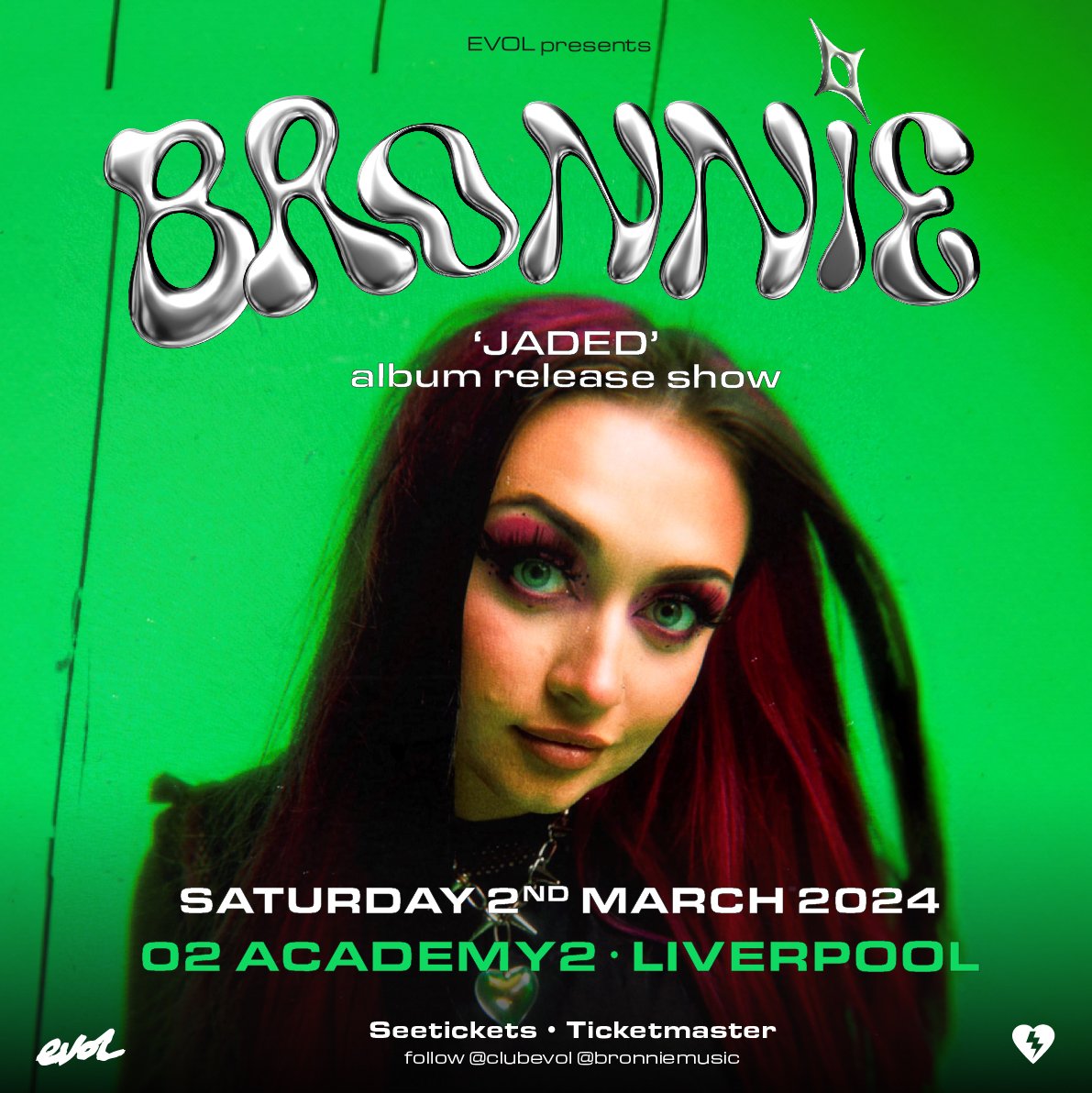 LIVERPOOL! Hear @BronnieMusic's new album 'JADED' in FULL as well as some of your old favourites at her BIGGEST HEADLINE SHOW EVER, @O2AcademyLpool, Saturday March 2, 2024! Tickets available @seetickets NOW here‼ seetickets.com/event/bronnie/…