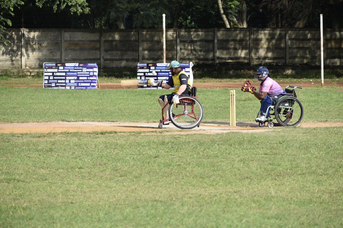 TheKshamata's tweet photo. We were thrilled to have been the official event partner for the Karnataka Wheelchair Cricket Premier League Season 2! 🏆

From September 22nd to 24th, 2023, YMCA Grounds in Bengaluru came alive with three days of thrilling cricket action and camaraderie. 🏏♿️

#wheelchaircricket https://t.co/temASKaKMX
