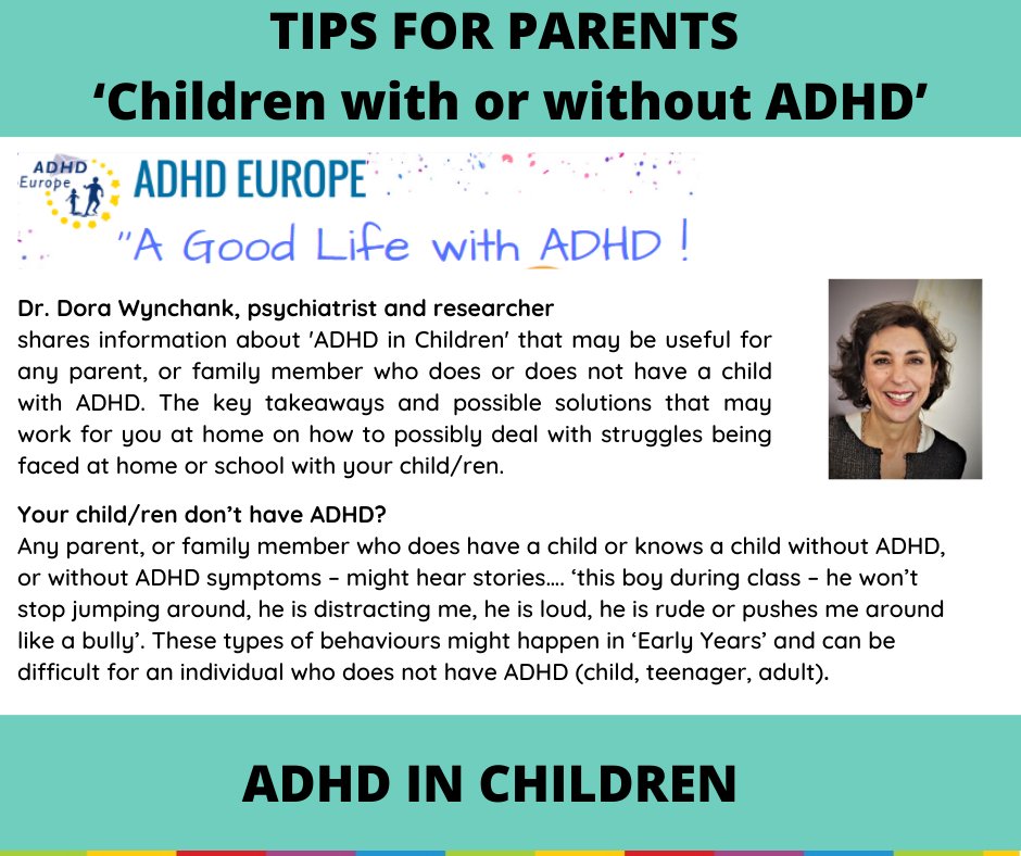 ADHD_Europe's tweet photo. #ADHDAwarenessMonth #TalkingThursdays
COMING UP - 5  October

Expert Video - ‘Tips for Parents’ that may be useful for any parent, or family member who does or does not have a child with ADHD.
#GoodLifeWithADHD https://t.co/iYMWlrt1Rf