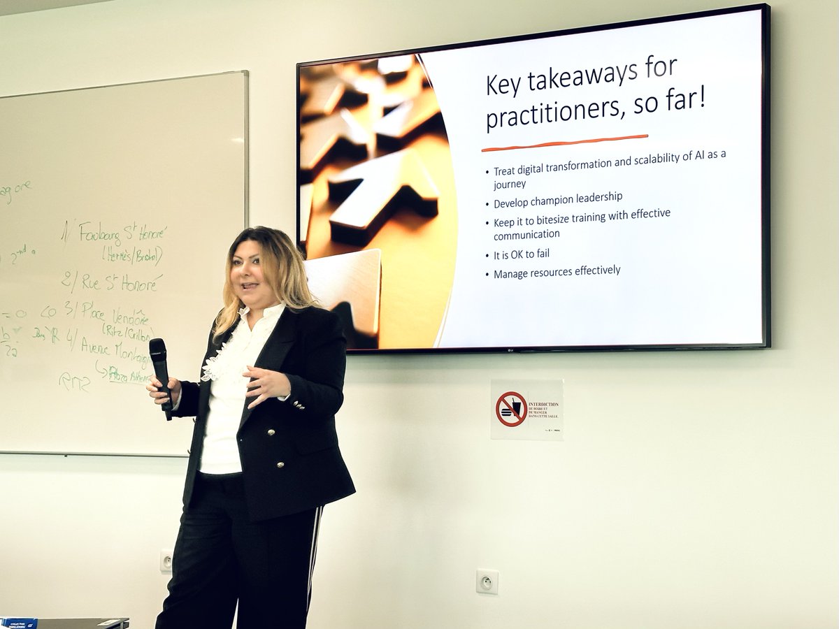 Lijun__XIE's tweet photo. 💡 Lots of insights gained from the seminar “Scalability of #AI - How a global organisation approaches digital transformation” delivered by prof. @ameen_nisreen with Medical digital lead Ingrid Dufour Bonami from EMEA Bayer (Co-lead of Health Group for Impact AI):

#WeAreSKEMA https://t.co/A4kEIgOxiA