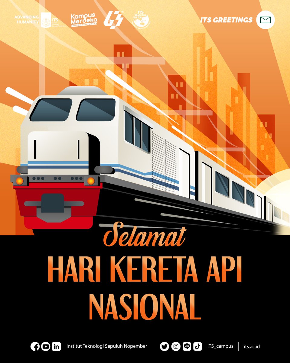 its_campus's tweet photo. #ITSGreetings
Mari kita berusaha terus berinovasi untuk kemajuan transportasi yang lebih baik dengan harapan semua layanan dan keselamatan pengguna lebih terjamin. .
Selamat Hari Kereta Api Nasional
#ITSCampus
#ITSSurabaya
#KeretaApiNasional
#KeretaApi
#HariKeretaApi https://t.co/ESxJGiwUhe