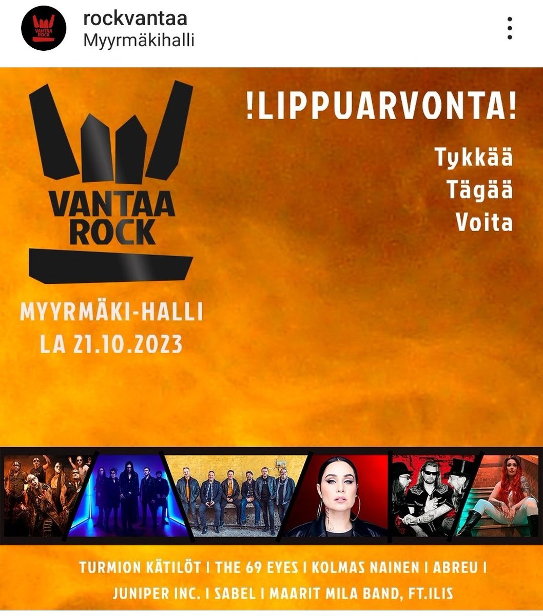 RockVantaa's tweet photo. OSALLISTU ARVONTAAN INSTASSA JA FACEBOOKISSA💥 https://t.co/P4INs56s2k