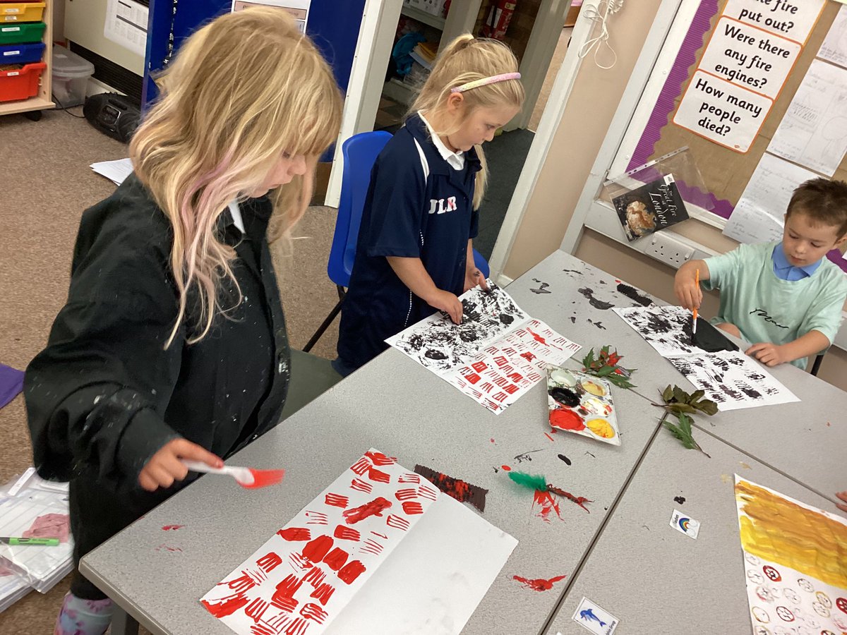 Year 2 have been creating texture using different tools in Art - ready for our Great Fire collage.