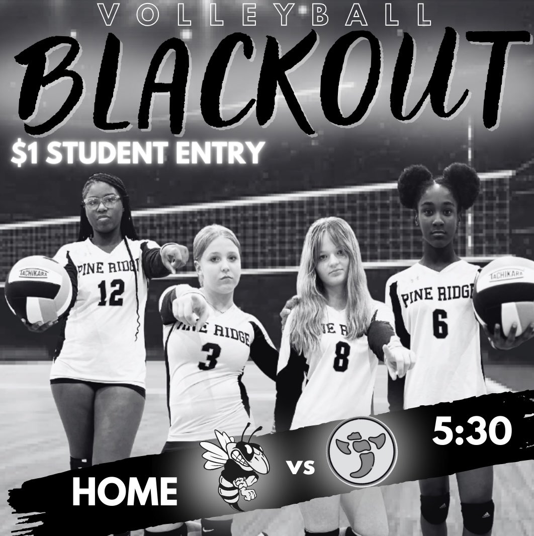 PRMS_Volleyball's tweet photo. It’s GAME DAY! Your Lady Jackets take on Irmo tonight in tonight’s BLACKOUT match! Students, it’s also $1 night for you! Let’s pack the gym tonight and support our Lady Jackets! #LetsSWARM 🏐🐝 https://t.co/Dj2raO32AE