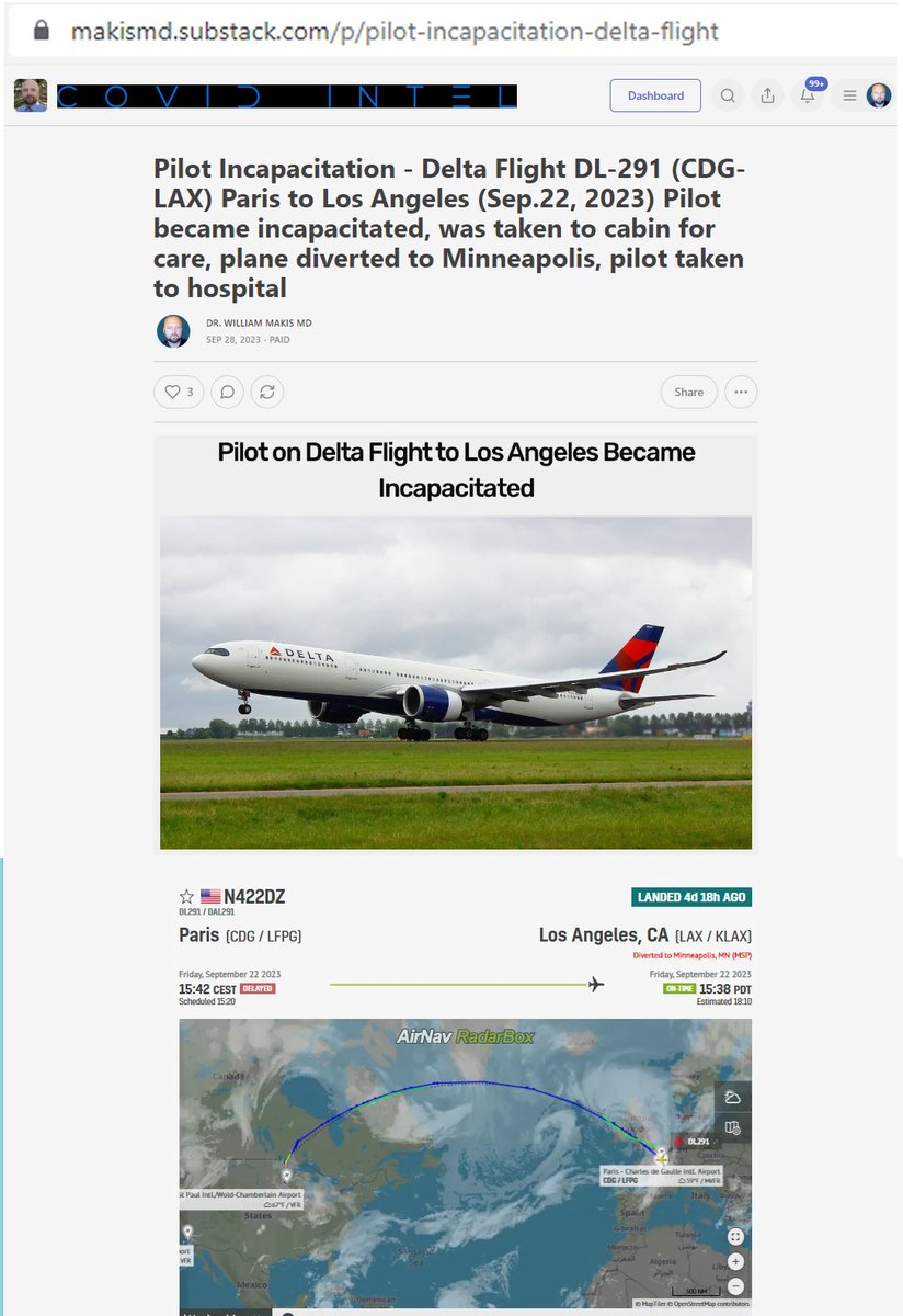 BREAKING NEWS: Pilot Incapacitation - Delta Flight DL-291 (CDG-LAX) Paris to Los Angeles (Sep.22, 2023) Pilot became incapacitated, was taken to cabin for care, plane diverted to Minneapolis, pilot taken to hospital 3rd Pilot Incident in 3 days Sep.24, 2023 - Austrian Airlines…