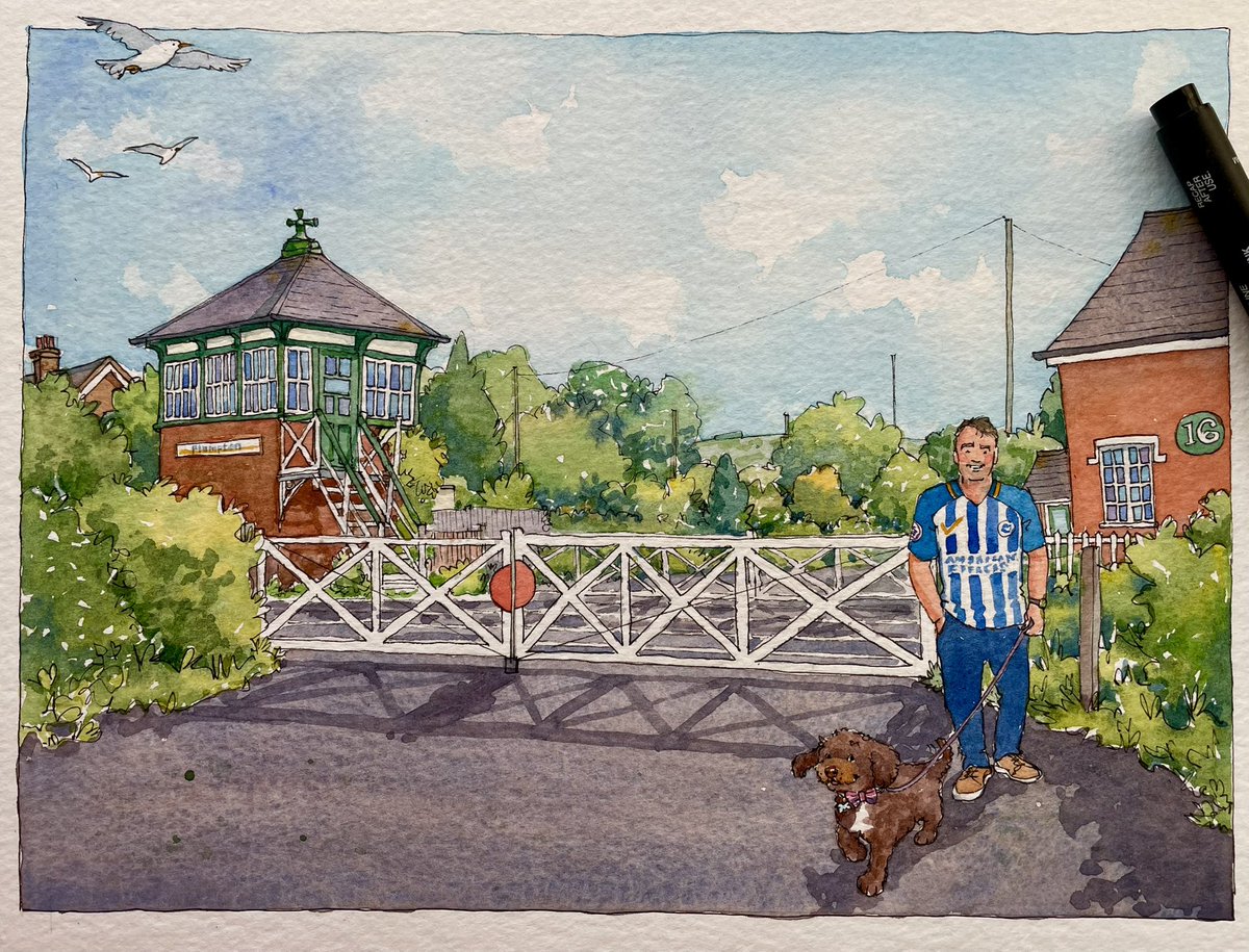 Seagulls and old gates for this birthday commission in watercolour #BHAFC