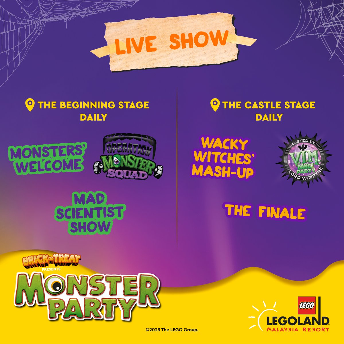 LEGOLAND_MY's tweet image. Monsters are taking over LEGOLAND Malaysia Resort again! This year's party will be more rockin' than before with new and returning live show's!
Explore Event: legoland.com.my/explore/shows-…
#HalloweenMonsterParty #LLMR #Halloween2023 #LLMRHalloween2023