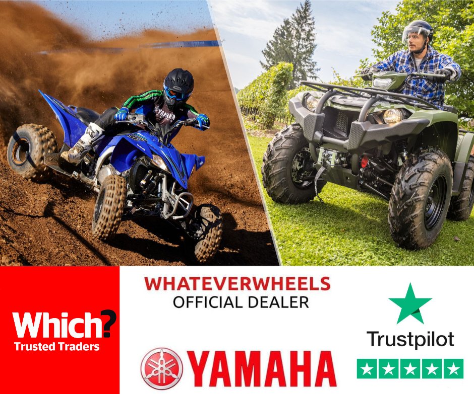 Looking to buy a #Yamaha ATV? Browse and order online today whateverwheels.co.uk/yamaha
✔️ Official Dealer
✔️ Which? Trusted Trader
✔️ Buy With Confidence 

#YamahaATV #WhateverWheels #YFM700R #Kodiak #Grizzly #4x4 #Offroad #Quadbike #DrivenByVictory #DrivenByResults #DrivenByFreedom