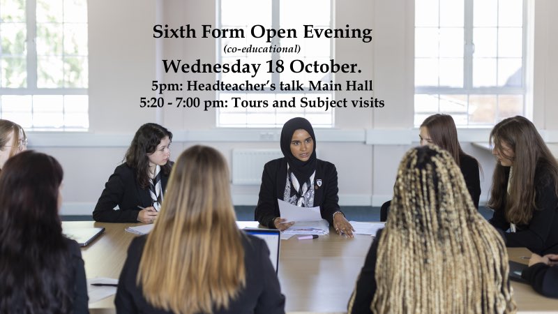 ChislehurstSch's tweet image. Sixth Form Open Evening for Year 11 girls and boys to join our co- educational Sixth Form in Sep 2024. We look forward to welcoming you to our lovely school.