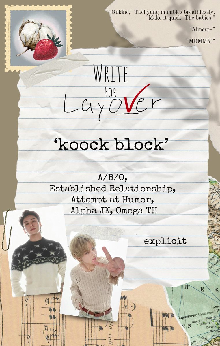 Aamyungv's tweet photo. #WriteforLayover  |  FINAL ROUND

Unlock the last installement of our project —  ' koock block ' on AO3 by sending us a SS of you shazaming or streaming Layover in any platform.

Note: 

1 Reply = 1 SS. 

Do not reply with multiple SS. 

Goal: 300 🔥 https://t.co/6LBOIBOk3G