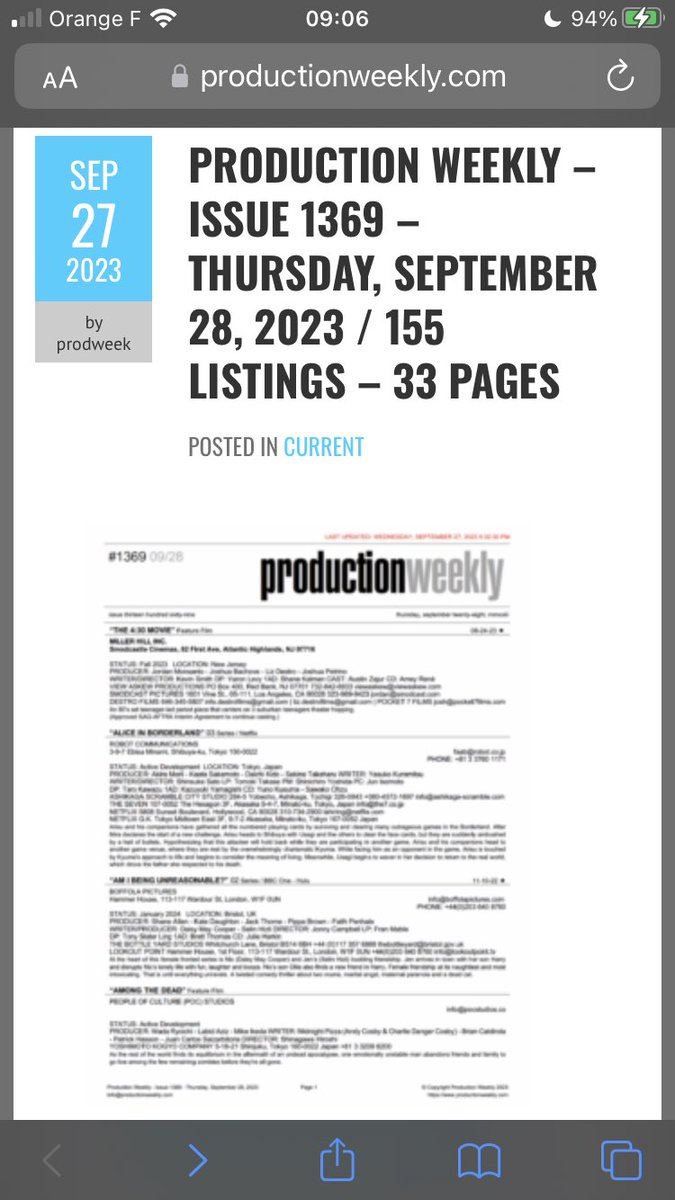 GoodOmensNews_'s tweet photo. Look at what’s listed in Production Weekly 👀

#GoodOmens #GoodOmens2 #GoodOmens3 

🔗: https://t.co/FABiu2I4XJ

If anyone has access to the full content please let us know 😇 https://t.co/KUUyz1c3UF