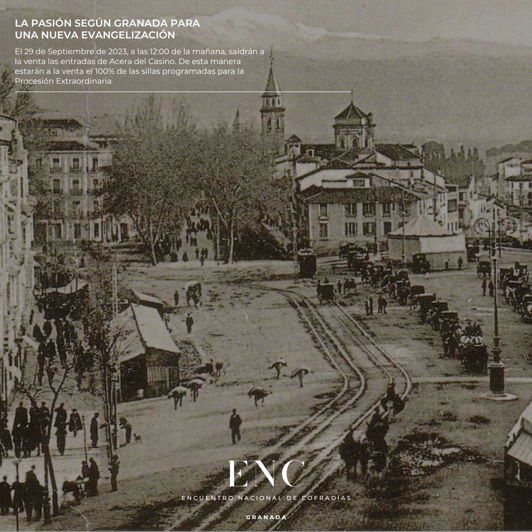 34ENC's tweet photo. #Aviso | El  29 de Septiembre de 2023, a las 12:00 de la mañana, saldrán a la venta las entradas de Acera del Casino. De esta manera estarán a la venta el 100% de las sillas programadas para la Procesión Extraordinaria https://t.co/oD41jcojKG
