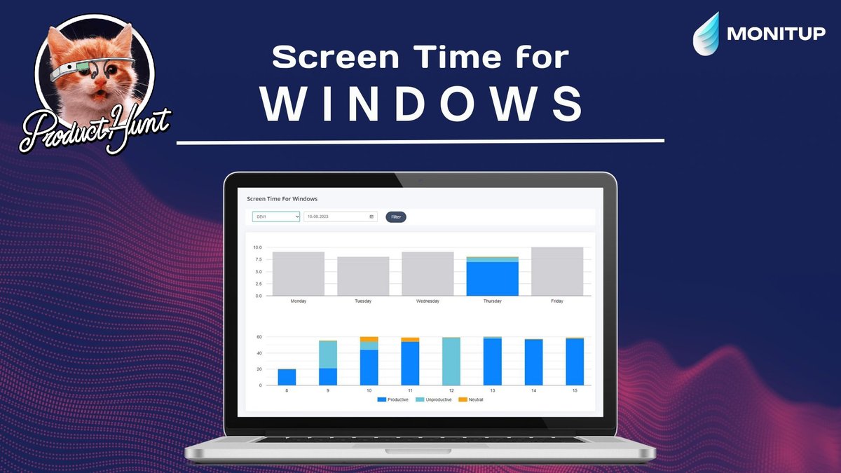 MonitUp's tweet photo. Today is #Launch day for Screen Time for Windows on #ProductHunt 🥳

We are waiting for your support with votes and comments 😻 

https://t.co/88oRMq9dCU

https://t.co/EVMh2UbCfK https://t.co/XHPq5Brz65