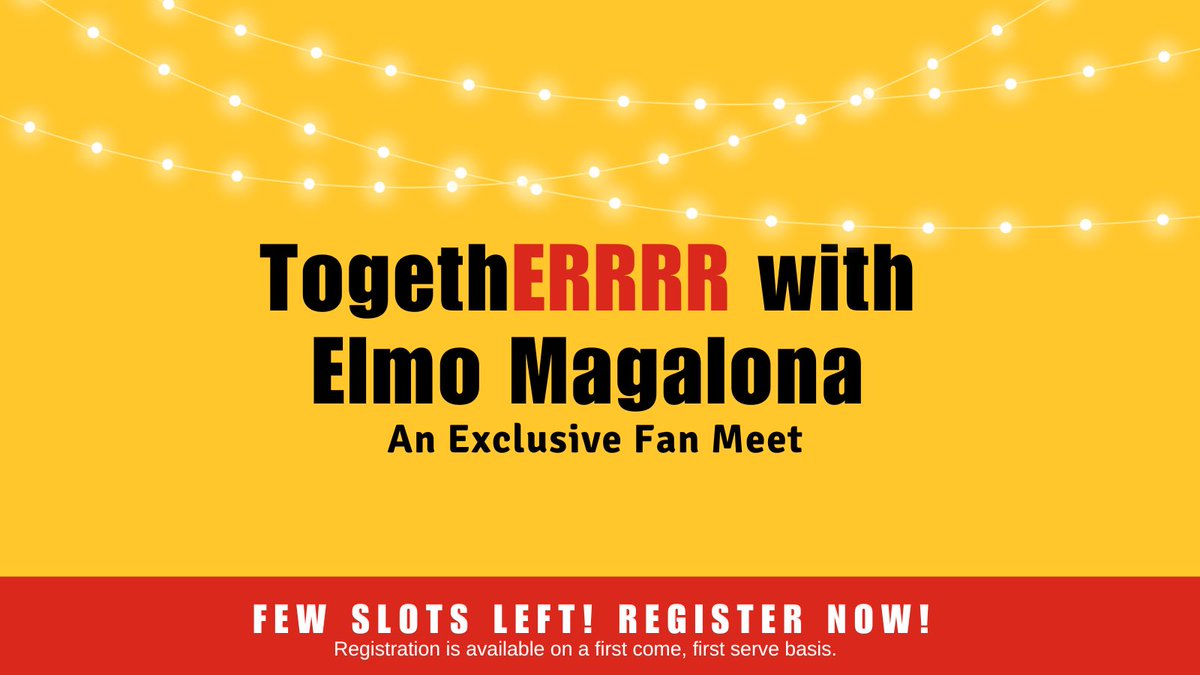 Looks like Team Elmo is ready to get togetheRRRR 'cause we only have a few slots left!

Make sure to register now to secure your slot.

This event is FREE 

See you! ❤️💛

docs.google.com/forms/d/e/1FAI…