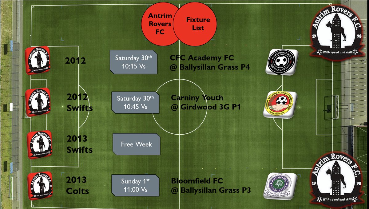 antrimroversfc's tweet photo. Antrim Rovers Junior fixtures this weekend 🔴⚫🔴⚫ https://t.co/sJfX870h6k