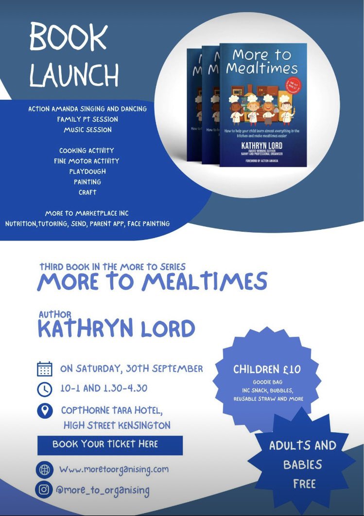 Come to an event this Saturday that SEND Tutoring is part of too. Celebrated author Kathryn Lord is hosting her book launch for her latest More to Mealtimes at the Copthorne Tara Hotel, High Street Kensington.
