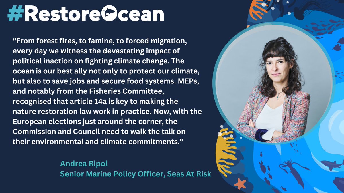 SeasAtRisk's tweet photo. URGENT: Parts of the #NatureRestorationLaw essential to restoring marine life 🐙 &amp; ecosystems 🪸 are at risk of being crushed in the final round of talks.
@VSinkevicius, pls listen to the voices of scientists, businesses &amp; people to #RestoreOcean 🌊 https://t.co/RxIg0tK9UF https://t.co/MgCnIVWn0G
