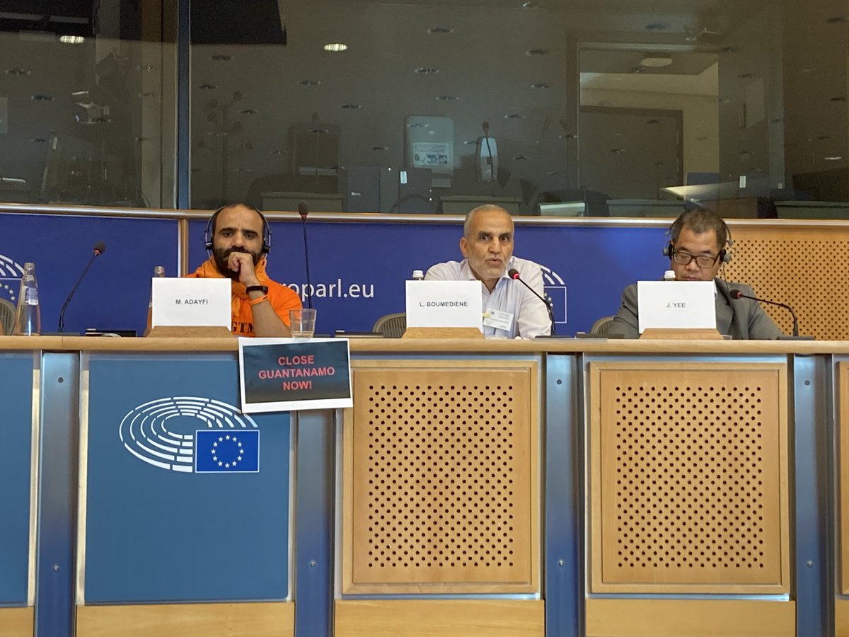 Lakhdar Boumediene begins the first panel with a testimonial about the enduring difficulty of life after Guantanamo, years after being cleared and released: “People look at us with fear, like we are monsters.” @Europarl_EN #CloseGitmo
