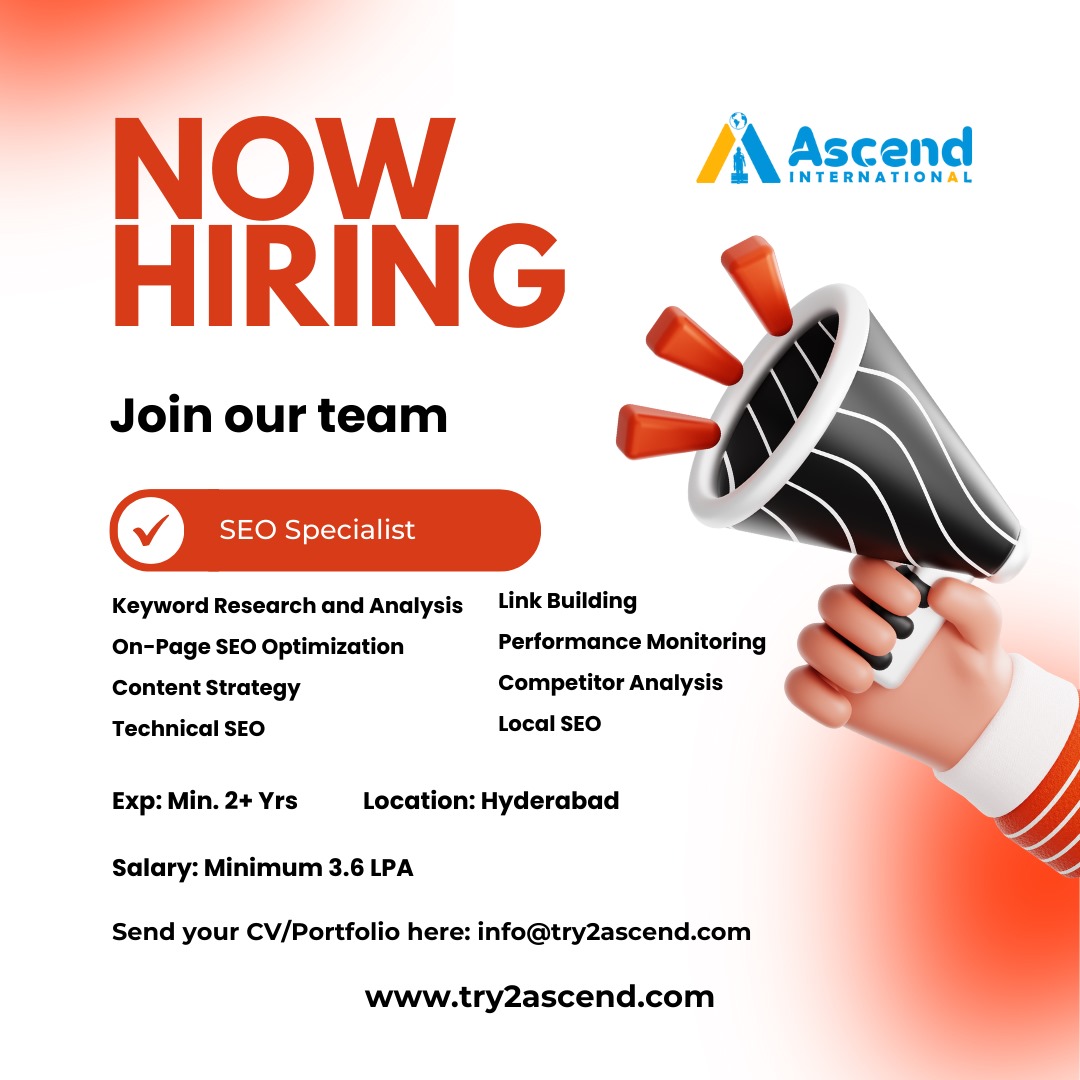 try2ascend's tweet photo. SEO Specialist wanted! If you're passionate about SEO and ready for a new challenge.
Application ends by Oct 5, 2023. Join https://t.co/T6j3v9jhe4 and grow your career. 

#SEOJobs #hiring #jobs2023 #DigitalMarketing #seospecialist #jobseekers #jobsearch #SEO #EidMiladUnNabi #jobs https://t.co/52j9fiG6o7