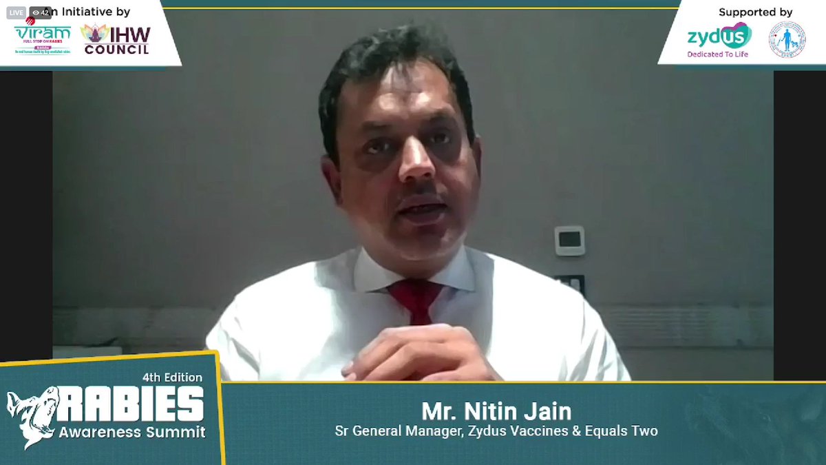 IHWCouncil's tweet photo. "It is important to continue the focus on strengthening collaborative approaches to fight #rabies." 

- Mr. Nitin Kumar Jain, Sr General Manager, Zydus Vaccines &amp; Equals Two 

#4thRabiesAwarenessSummit #WorldRabiesDay #VIRAM #IHWCouncil #ZydusLifescience #APCRI 

@ZydusUniverse https://t.co/GILUIZS4SX