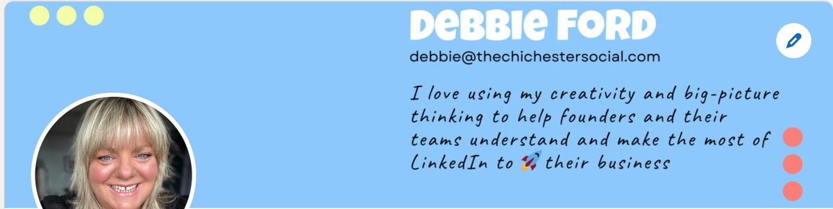 I do my best work on <a href="/LinkedInUK/">LinkedIn UK</a>, so connect with me there: linkedin.com/in/debbielford/