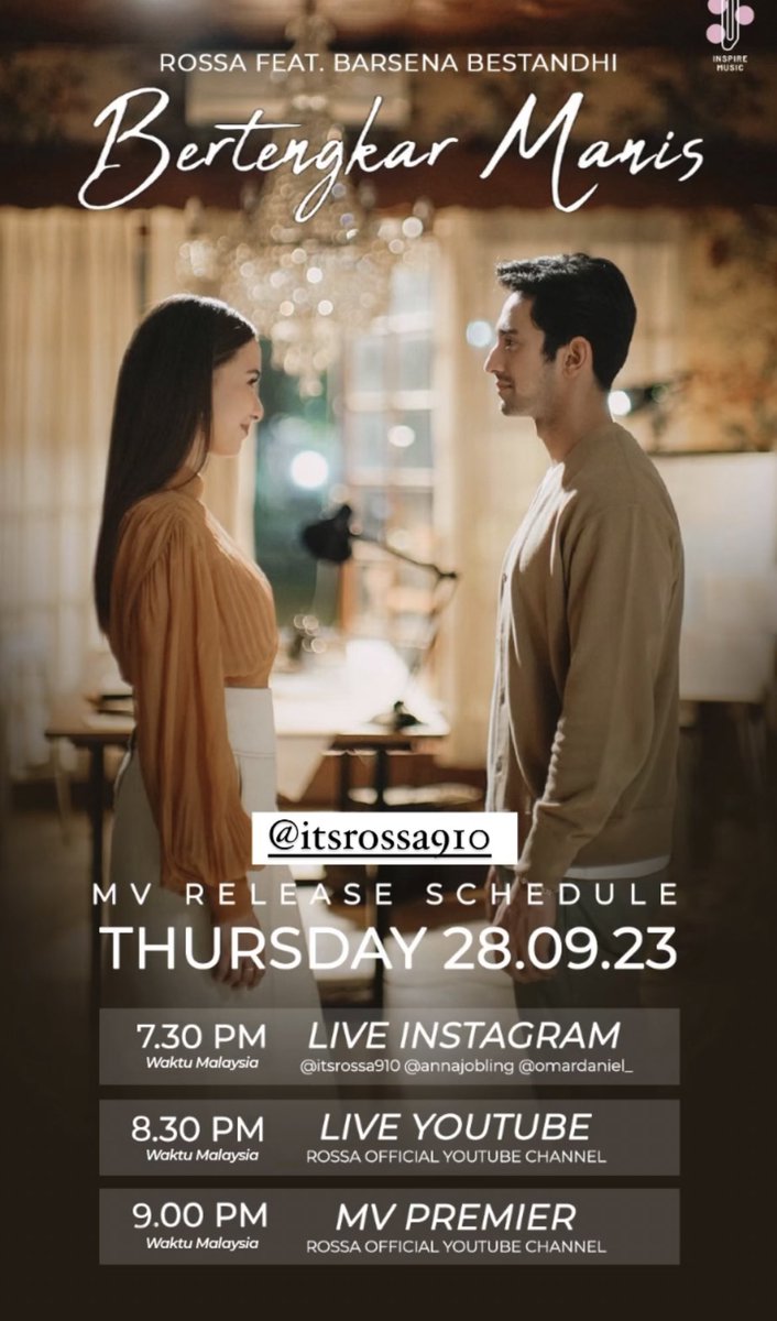 phenomeerna's tweet photo. IT’S A DATE GUYS! Jangan lupa tau 💜 Am sure it’s gonna be a beautiful MV! 
#BertengkarManisByRossa
#AnnaJoblingInBertengkarManis https://t.co/YVg0ZalI53