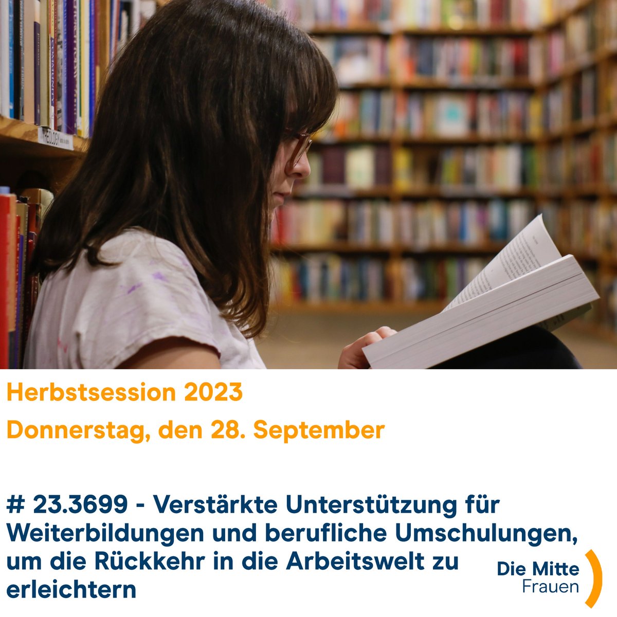 Die Mitte Frauen Schweiz (@mittefrauench) on Twitter photo 🏛️🇨🇭 Wir fordern die Motion #23.3699 von SR <a href="/mariannemaret/">Marianne Maret</a>👉 parlament.ch/fr/ratsbetrieb…
Zur Unterstützung und Erleichterung der Rückkehr von Frauen in den Arbeitsmarkt, nachdem sie sich um ihre Familie gekümmert haben 💪👩👧👦 #Weiterbildung #Fachkräftemangel #Lebensentscheidungen 🏛️🇨🇭 Wir fordern die Motion #23.3699 von SR <a href="/mariannemaret/">Marianne Maret</a>👉 parlament.ch/fr/ratsbetrieb…
Zur Unterstützung und Erleichterung der Rückkehr von Frauen in den Arbeitsmarkt, nachdem sie sich um ihre Familie gekümmert haben 💪👩👧👦 #Weiterbildung #Fachkräftemangel #Lebensentscheidungen