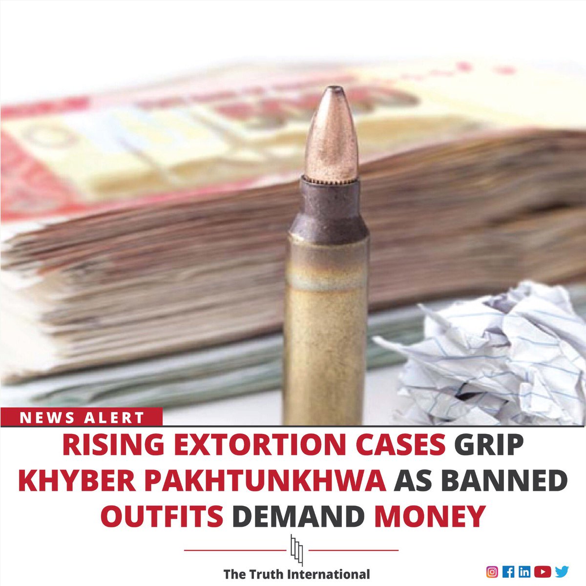 ttimagazine's tweet image. Rising Extortion Cases Grip Khyber Pakhtunkhwa As Banned Outfits Demand Money.

For details:
thetruthinternational.com/national/risin…

#rising #extortioncase #extortion #KhyberPakhtunkhwa #khyberpakhtunkhwa #Khyber #demandmoney #money #outfits #thetruthinternational #tti #ttimagazine