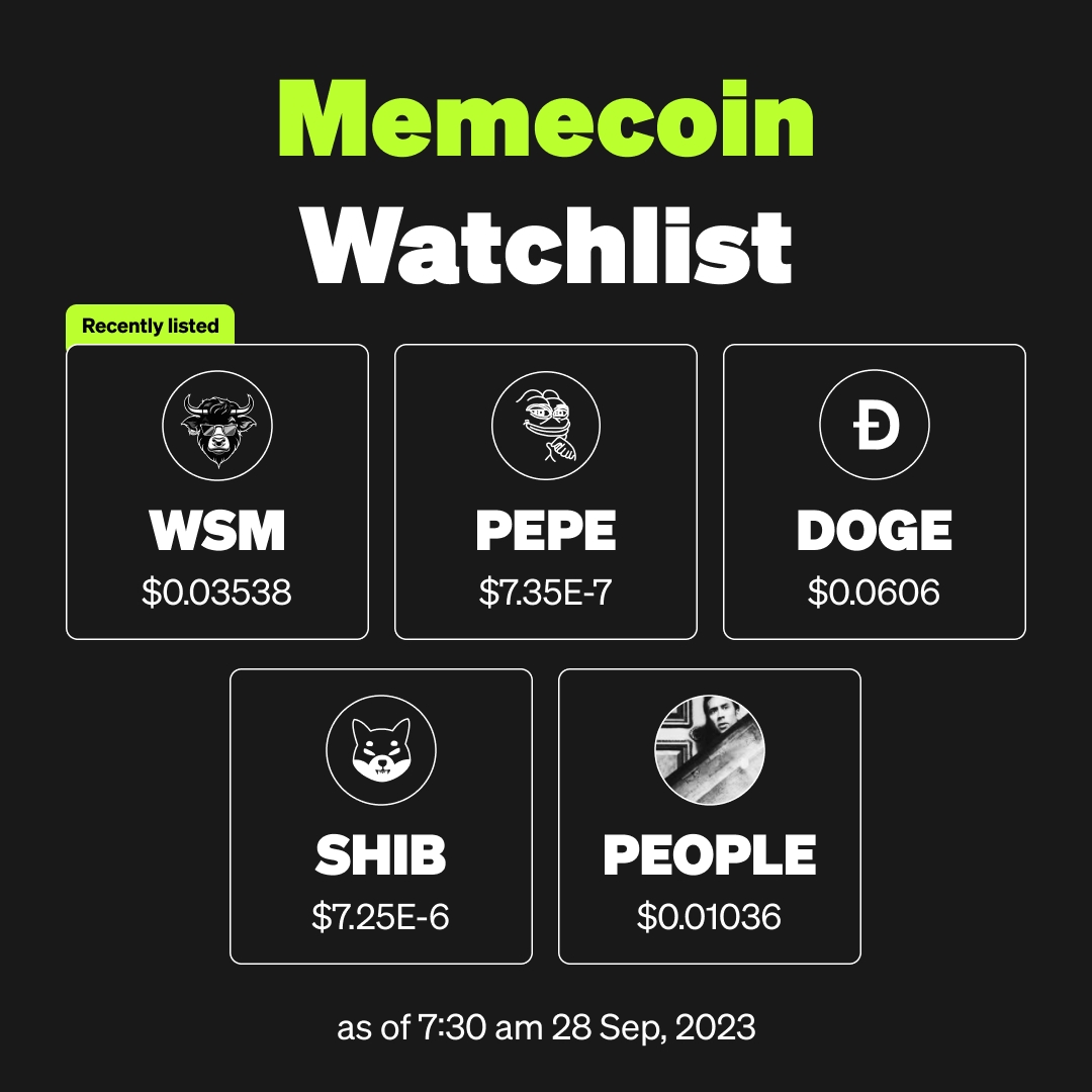 Top #memecoins on #OKX watchlist (in the last 24 hours) according to our popularity algorithm 👀 

❇️ $WSM <a href="/wallstmemes/">Wall Street Memes</a>
❇️ $PEPE <a href="/pepecoineth/">Pepe</a>
❇️ $DOGE <a href="/dogecoin/">Dogecoin</a>
❇️ $SHIB <a href="/Shibtoken/">Shib</a>
❇️ $PEOPLE @ConstitutionDAO

Learn more: bit.ly/OKXMemecoins
