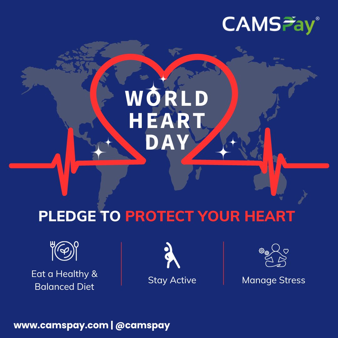 camspay's tweet image. Celebrate World Heart Day by pledging to care for your heart with CAMSPay. Choose nutritious eating, regular activity, and a stress-free life. 

#WorldHeartDay #PledgeToProtect #HealthyHeart #TakeThePledge