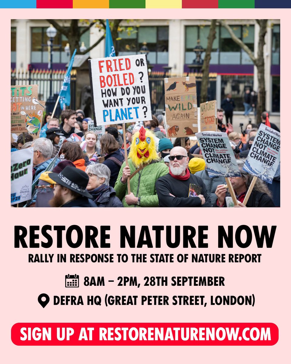 HughFW's tweet photo. I’m on the train to London to join @ChrisGPackham and co at the #RestoreNatureNow rally at @defragovuk HQ (Great Peter St) as this govt is abjectly failing to protect nature in our land/rivers/seas. links 👇🏼to find out more - join us if you possibly can! https://t.co/Dd4kfuhX3R https://t.co/kFA7on60ZM
