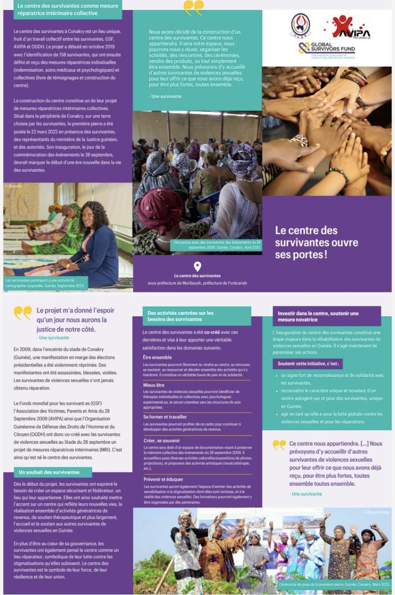 Aujourd'hui, jour de commémoration du #28Septembre en #Guinée, nous inaugurons le #centre des survivant.es de violences sexuelles qu'elles ont créé avec nous. Le ministre de la justice et de la communauté internationale seront à leurs côtés #reparation #justice